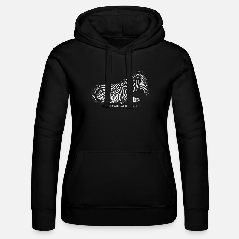 Noir avec rayures blanches - Sweat à capuche Russell Femme - noir