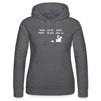 Wenn ich nein sage, meint der Alkohol ja! - Frauen Kapuzen Sweater von Russell - Schwarz - Vorne - Marisol (170cm)