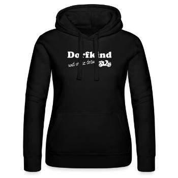 Dorfkind - und stolz drauf - Frauen Kapuzen Sweater von Russell - Schwarz - Vorne - Marisol (170cm)