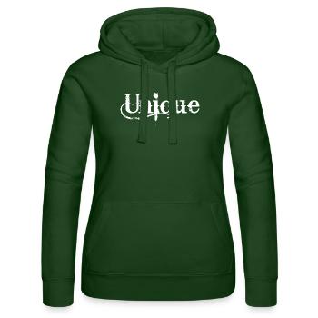 Unique Einzigartig Unikat Selbstwert Einzig Artig - Frauen Kapuzen Sweater von Russell - Flaschengrün - Vorne - Liana (172cm)