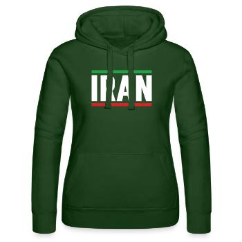Iran-Flagge starke Typografie - Frauen Kapuzen Sweater von Russell - Flaschengrün - Vorne - Liana (172cm)