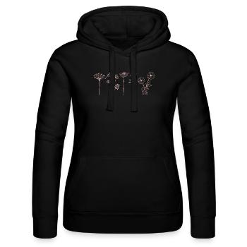 Fleurs sauvages minimalistes, art floral bohème - Sweat à capuche Russell Femme - noir - Devant - Marisol (170cm)