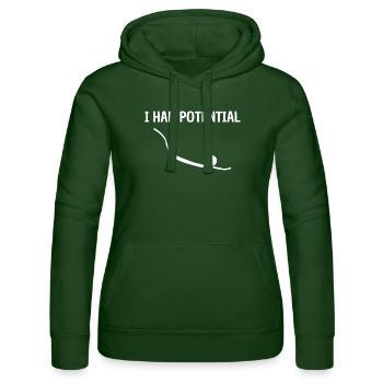 Ich hatte Potenzial für unkonventionellen grafischen Humor - Frauen Kapuzen Sweater von Russell - Flaschengrün - Vorne - Liana (172cm)