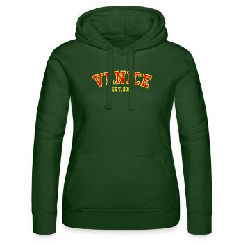 Venise fondée en 2006 - Sweat à capuche Russell Femme - vert bouteille - Devant - Liana (172cm)