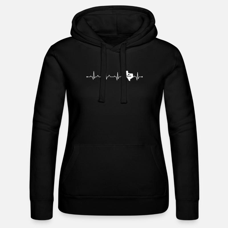 Texas State Pride Hjertekonturdesign - Hettegenser for kvinner fra Russell - svart