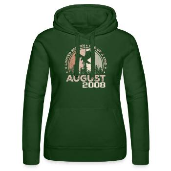 Incomparable depuis août 2008, 16e Anniversaire - Sweat à capuche Russell Femme - vert bouteille - Devant - Liana (172cm)