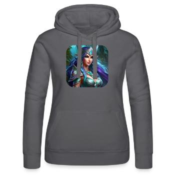 Stolze Fantasy Elfenkriegerin - Frauen Kapuzen Sweater von Russell - Schwarz - Vorne - Marisol (170cm)