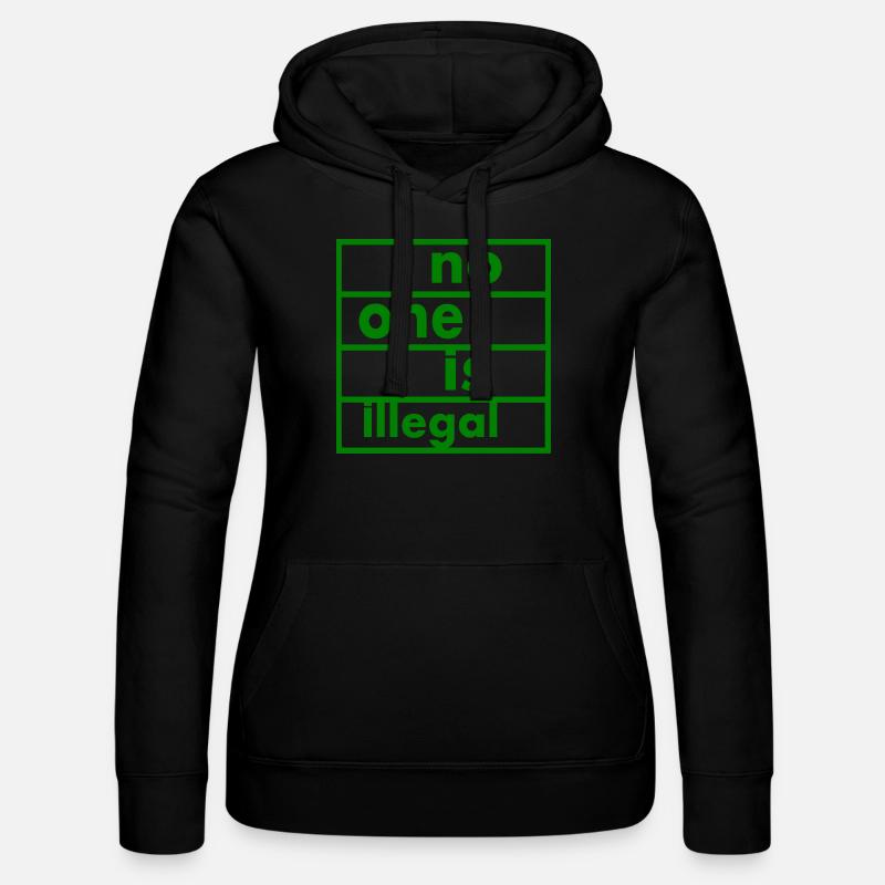 No one is illegal - Sweat à capuche Russell Femme - noir