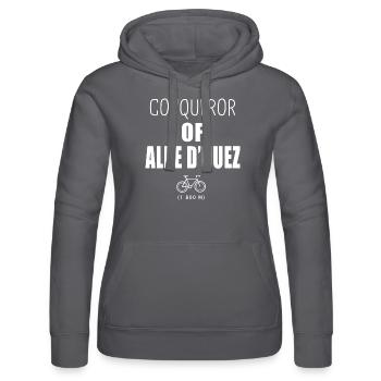 Eroberer der Alpes d'Huez mit dem Fahrrad Alpes - Frauen Kapuzen Sweater von Russell - Schwarz - Vorne - Marisol (170cm)