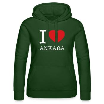 I LOVE ANKARA - Frauen Kapuzen Sweater von Russell - Flaschengrün - Vorne - Liana (172cm)