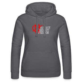 Beziehungsanarchie Spruch Honesty Respect Freedom - Frauen Kapuzen Sweater von Russell - Schwarz - Vorne - Marisol (170cm)
