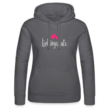 Lieblingsplatz Kissen mit Herz Geschenk - Frauen Kapuzen Sweater von Russell - Schwarz - Vorne - Marisol (170cm)