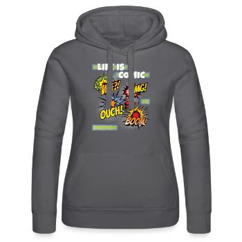 Bande dessinée, bandes dessinées, drôle de dicton style comique - Sweat à capuche Russell Femme - noir - Devant - Marisol (170cm)