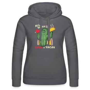 All-I-Want, Love-and-Tacos, Taco-Spruch Mexiko - Frauen Kapuzen Sweater von Russell -  - Vorne - Marisol (170cm)