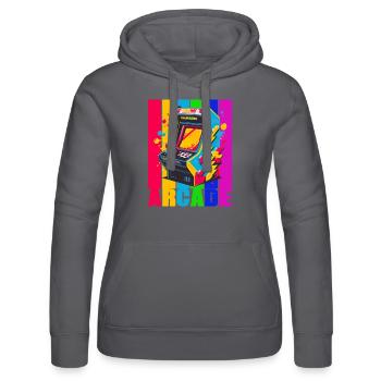 Retro Arcade Game Videospiel für Gamer - Frauen Kapuzen Sweater von Russell - Schwarz - Vorne - Marisol (170cm)