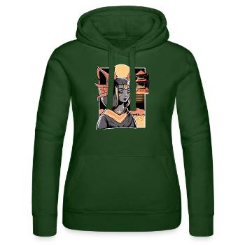 Chat Femme Et Sanctuaire Japonais Paysage - Sweat à capuche Russell Femme - vert bouteille - Devant - Liana (172cm)