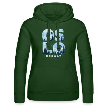 Oslo Norvège Vacances Souvenir - Sweat à capuche Russell Femme - vert bouteille - Devant - Liana (172cm)