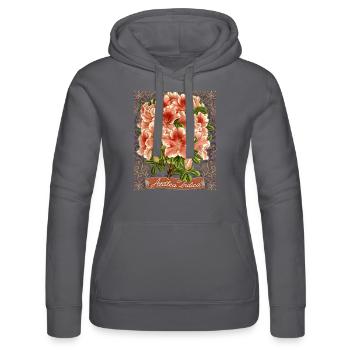 Indian azalea, vintage retro Azalea Indica - Women’s Hooded Sweater by Russell - black - Front - Marisol (170cm)