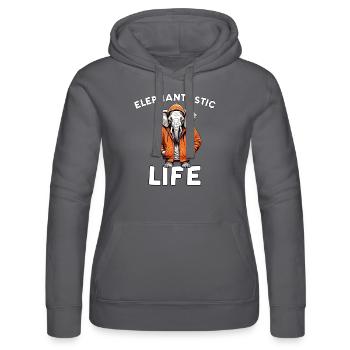 Elephantastic Life - Elephant Design - Women’s Hooded Sweater by Russell - black - Front - Marisol (170cm)