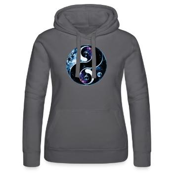 Yin Yang - Women’s Hooded Sweater by Russell - black - Front - Marisol (170cm)