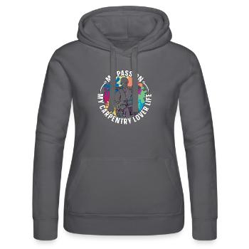 Amoureux de la menuiserie Ma passion Ma menuiserie Menuisier - Sweat à capuche Russell Femme - noir - Devant - Marisol (170cm)