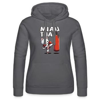 Muay Thai Boxing, Thai Boxing Kickboxen Miau Thai - Frauen Kapuzen Sweater von Russell - Schwarz - Vorne - Marisol (170cm)
