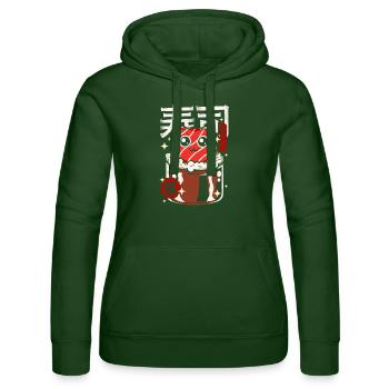 Japon - chat sushi mignon - Sweat à capuche Russell Femme - vert bouteille - Devant - Liana (172cm)