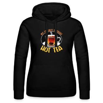 Thé chaud Ma boisson préférée Amateur de thé noir chaud - Sweat à capuche Russell Femme - noir - Devant - Marisol (170cm)