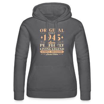 Original 1945 Jahrgang 80 Geburtstag - Frauen Kapuzen Sweater von Russell - Schwarz - Vorne - Marisol (170cm)