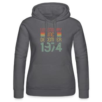 Légendaire depuis décembre 1974, Rétro, Anniversaire - Sweat à capuche Russell Femme - noir - Devant - Marisol (170cm)