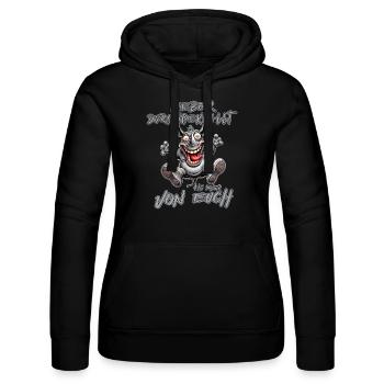 Verrücktes Nashorn Lieber durchgeknallt als einer - Frauen Kapuzen Sweater von Russell - Schwarz - Vorne - Marisol (170cm)