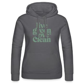 Lebe Grün Liebe Sauber Vegan Vegetarisch - Frauen Kapuzen Sweater von Russell - Schwarz - Vorne - Marisol (170cm)