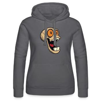 Lachender Totenkopf mit großen Augen - Frauen Kapuzen Sweater von Russell - Schwarz - Vorne - Marisol (170cm)