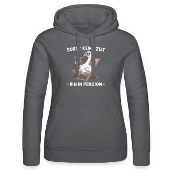 Bin in Pension - Gans im Liegestuhl - Frauen Kapuzen Sweater von Russell -  - Vorne - Marisol (170cm)