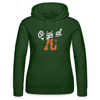 Original 76 - 49 Years Birthday - Women’s Hooded Sweater by Russell - bottle green - Front - Liana (172cm)