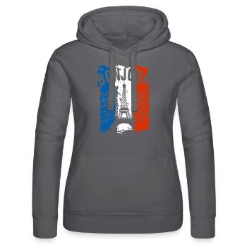 drapeau de la France - Sweat à capuche Russell Femme - noir - Devant - Marisol (170cm)
