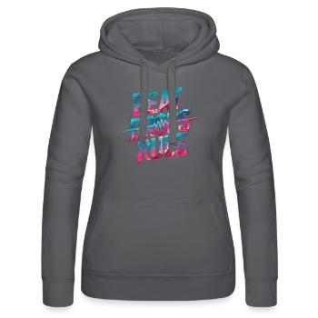 Beat Drop – Music Reigns - EDM Sound Power - Women’s Hooded Sweater by Russell - black - Front - Marisol (170cm)