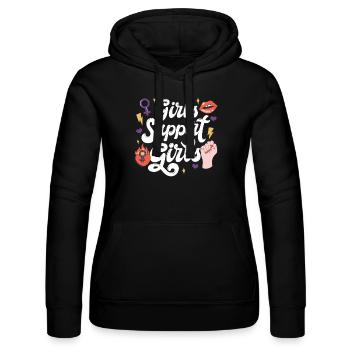 Girls Support Girls weibliche Solidarität - Frauen Kapuzen Sweater von Russell - Schwarz - Vorne - Marisol (170cm)