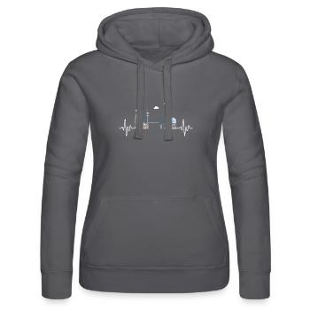 Hamburg Skyline Heartbeat Hamburg Elbe North - Women’s Hooded Sweater by Russell - black - Front - Marisol (170cm)