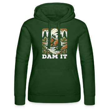 Funny beaver lover rodent animal cute - Women’s Hooded Sweater by Russell - bottle green - Front - Liana (172cm)