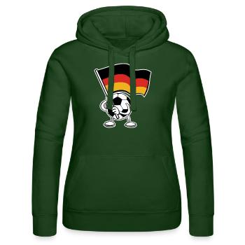Sommermärchen, Ball mit Deutschland Fahne 2024 - Frauen Kapuzen Sweater von Russell - Flaschengrün - Vorne - Liana (172cm)