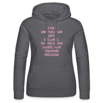 je suis une perle rare - Sweat à capuche Russell Femme - noir - Devant - Marisol (170cm)