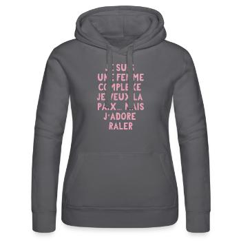 je veux la paix mais j'adore raler - Sweat à capuche Russell Femme - noir - Devant - Marisol (170cm)