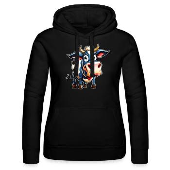 Lustige Kuh - Frauen Kapuzen Sweater von Russell - Schwarz - Vorne - Marisol (170cm)