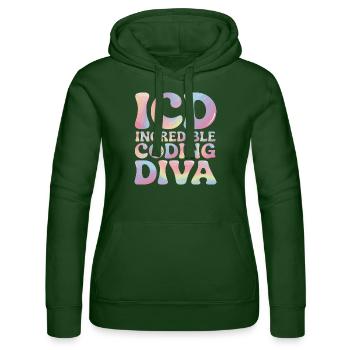Des femmes fortes dans le domaine de l’informatique - Sweat à capuche Russell Femme - vert bouteille - Devant - Liana (172cm)