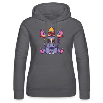 Rhino Funny Sombrero - Women’s Hooded Sweater by Russell - black - Front - Marisol (170cm)