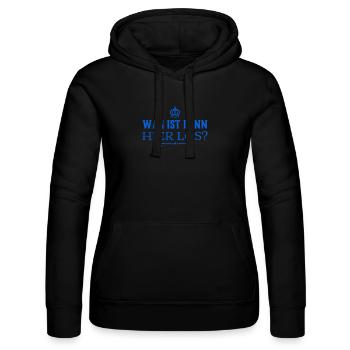 was geht hier ab? - Frauen Kapuzen Sweater von Russell - Schwarz - Vorne - Marisol (170cm)