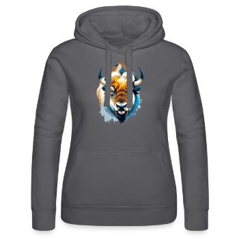 Bison Vektor Kunst mit lebendiger Farbillustration - Frauen Kapuzen Sweater von Russell - Schwarz - Vorne - Marisol (170cm)