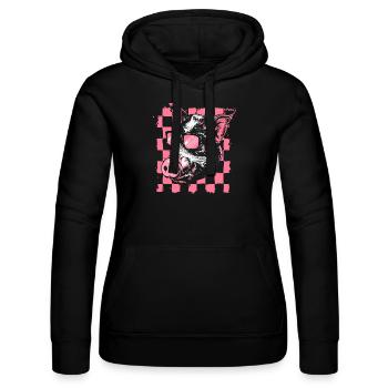 Coole karierte Flagge Schwein - Frauen Kapuzen Sweater von Russell - Schwarz - Vorne - Marisol (170cm)