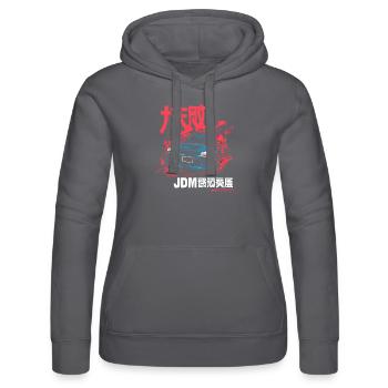 JDM Street Racing 90s Sports Car from Japan - Women’s Hooded Sweater by Russell - black - Front - Marisol (170cm)